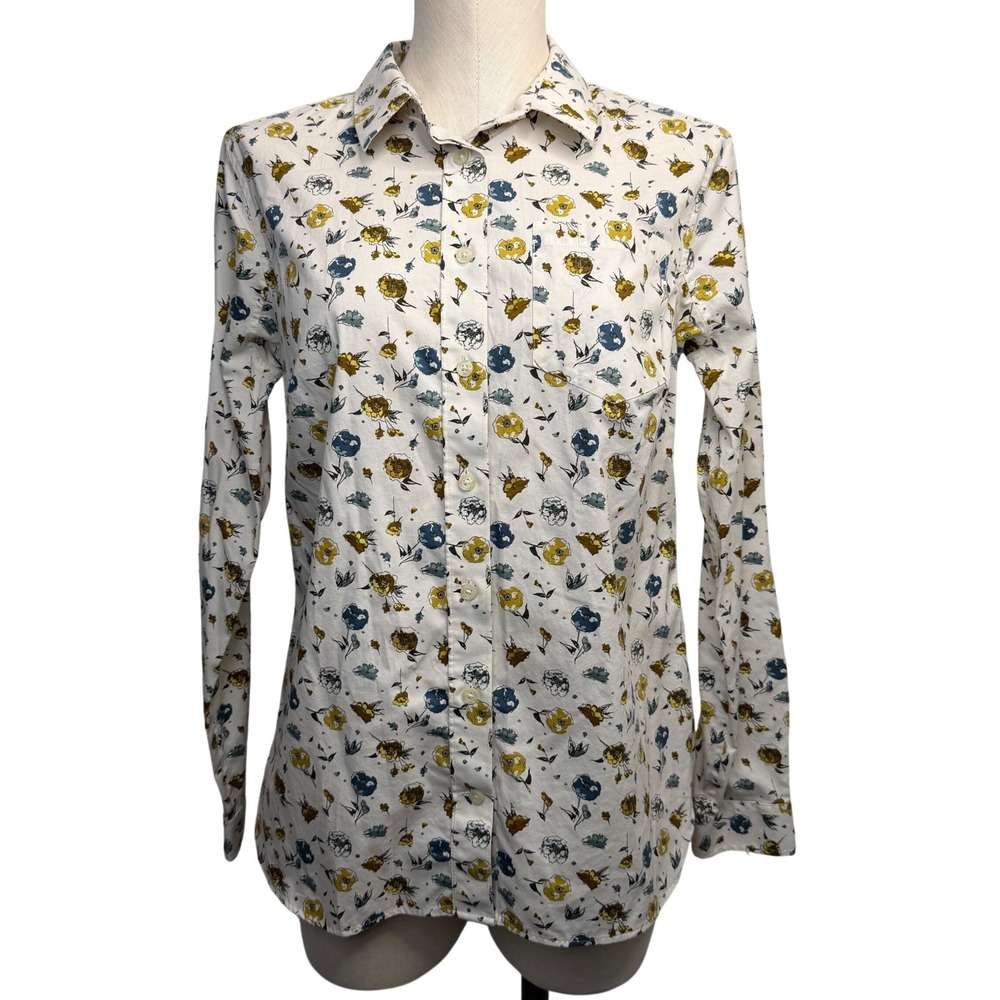 Duluth Trading Co Women's Small Floral Wrinklefighter Button Up Shirt 89811